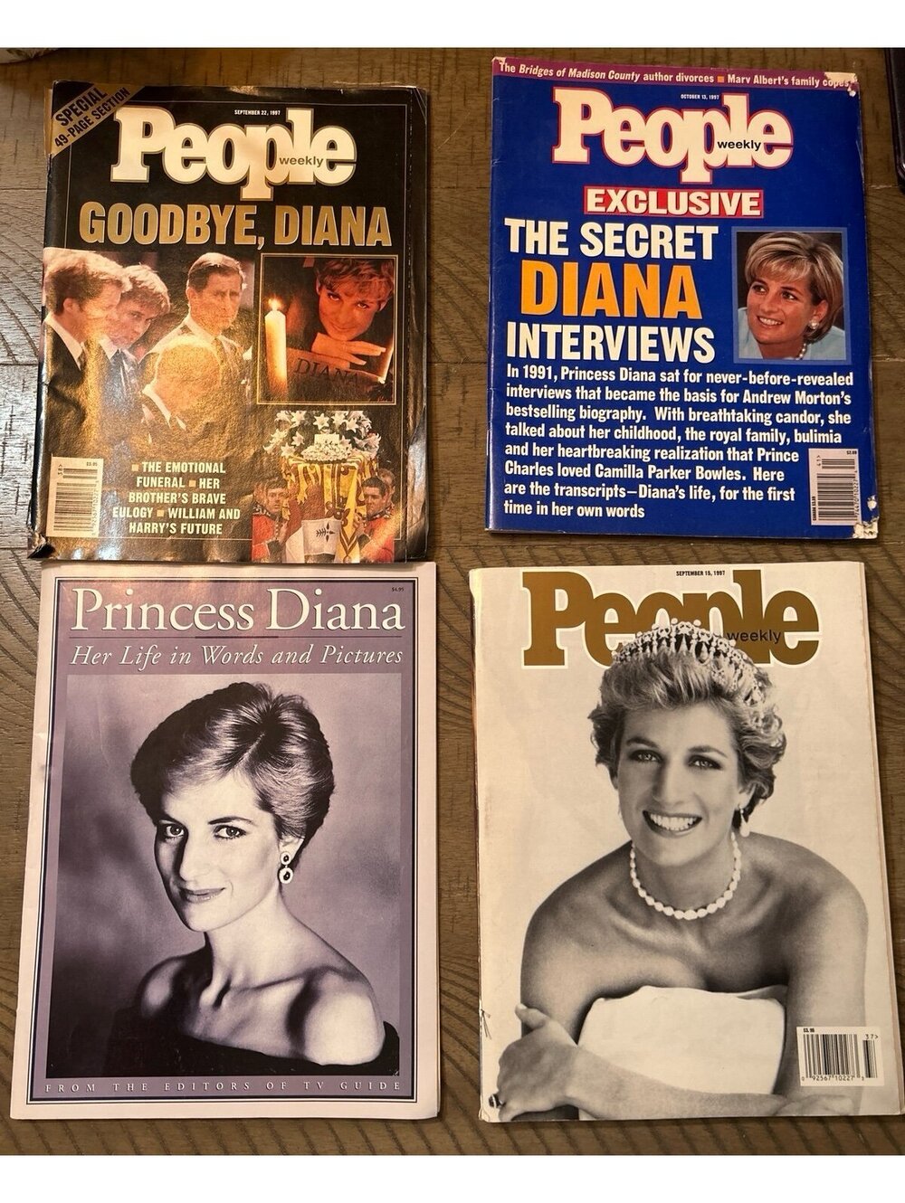 Princess Diana Vintage Magazine Lot of 4 – People Weekly & TV Guide 1997 Memoria